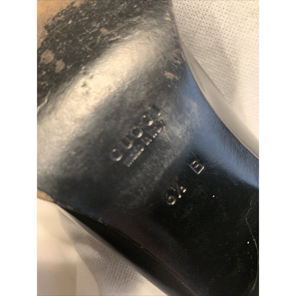 Gucci Authentic Vintage Solid Black Leather Block Heel Pumps Heels 6.5 - Picture 9 of 9